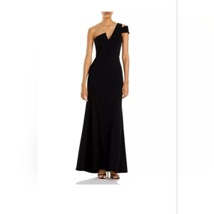 Aqua one shoulder ruffled gown